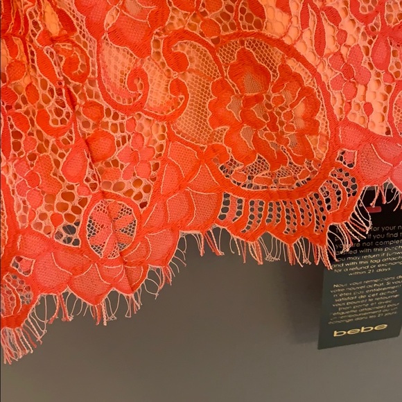 Bebe coral lace zipper back dress - Picture 7 of 8